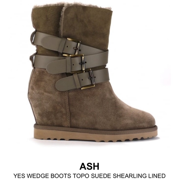 Ash Yes Boot Black Shearling and Suede with Hidden Wedge Size 5.5 - Picture 11 of 12